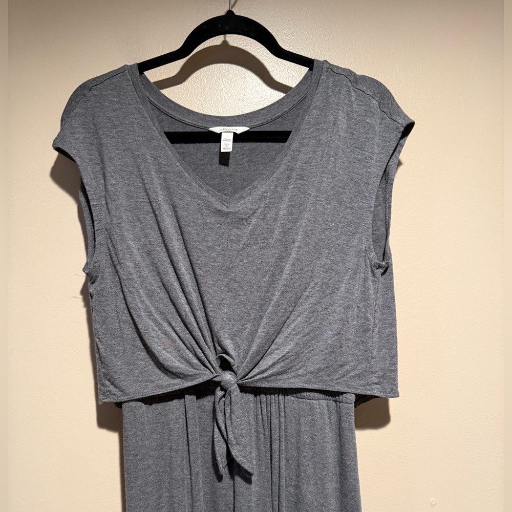 SOMA Jersey Knit Front Tie Maxi Dress Gray Pockets Sz medium - Picture 8 of 10